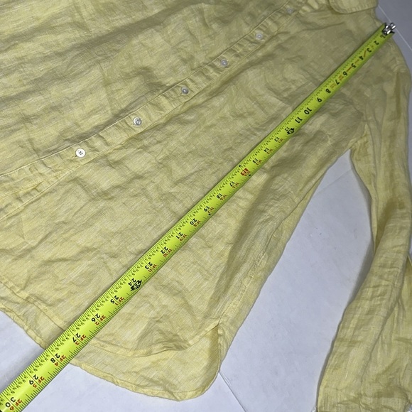 J. McLaughlin Women’s Size XSmall Yellow Green Britt Button Down 100% Linen Top - Picture 7 of 10